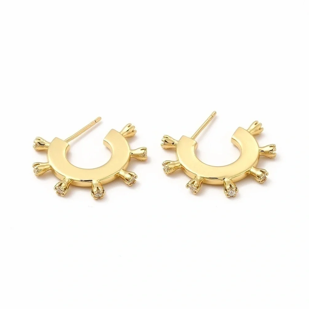 Rack Plating Brass Micro Pave Cubic Zirconia Stud Earrings for Women, Long-Lasti